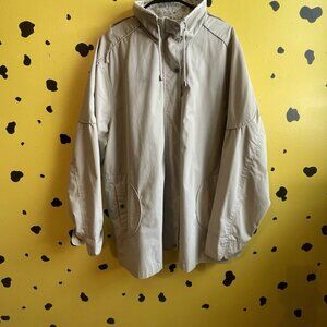 Vintage Blair Women’s Rain Jacket 2XL Beige Floral Lined Cottagecore Streetwear